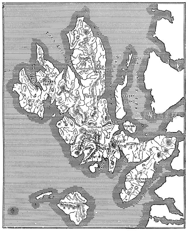 苏格兰斯凯岛的古董地图- 19世纪